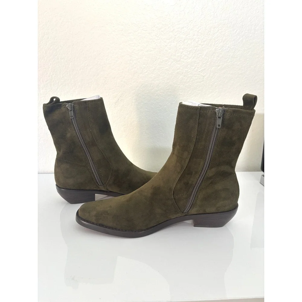 Madewell Idris Ankle Boot Suede Dark Olive Green NX430 Womens 7.5 - Picture 5 of 10